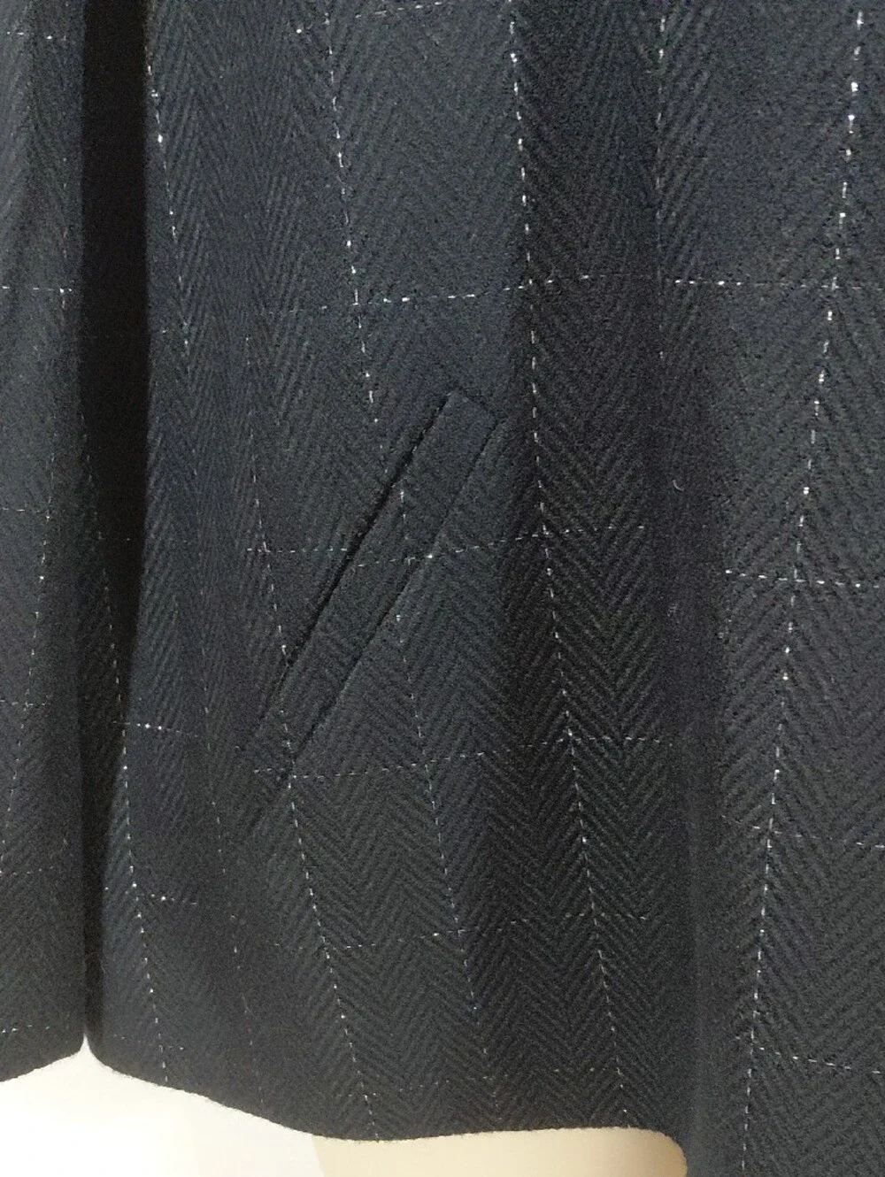 George Simonton Black Metallic Thread Windowpane Knit Blazer Skirt Set Size 14